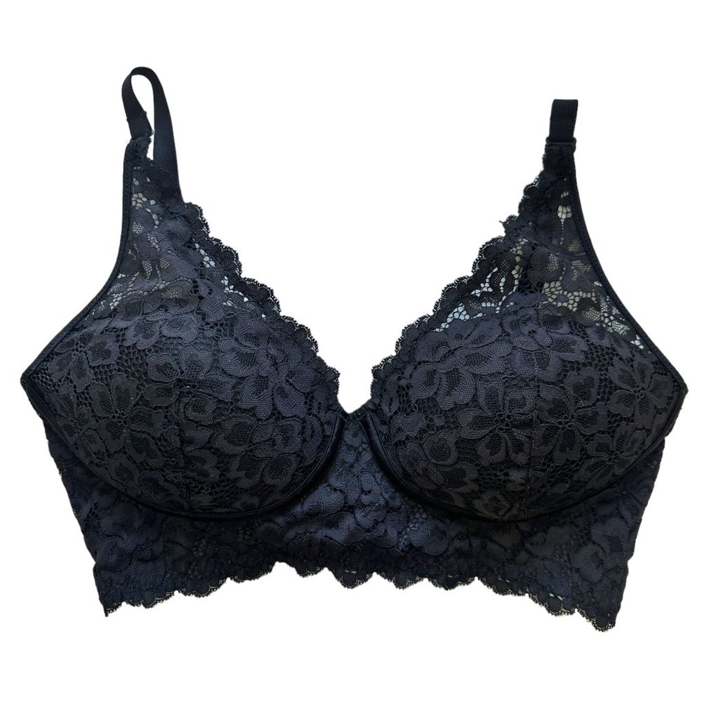 Maidenform 34D Black Lace Comfy Soft Wireless Convertible Full Coverage Bralette